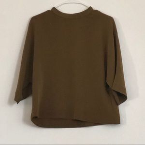 Uniqlo Drape Mock Neck 3/4 Sleeve Blouse